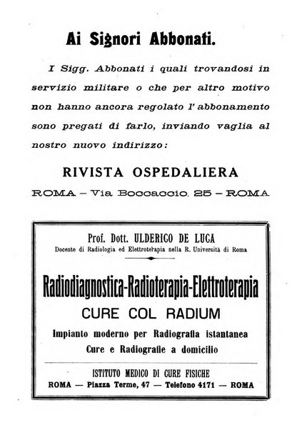 Rivista ospedaliera giornale di medicina e chirurgia