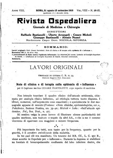 Rivista ospedaliera giornale di medicina e chirurgia