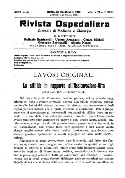 Rivista ospedaliera giornale di medicina e chirurgia