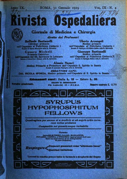 Rivista ospedaliera giornale di medicina e chirurgia