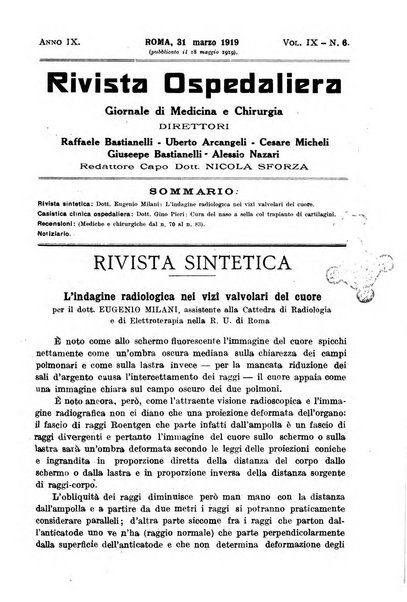 Rivista ospedaliera giornale di medicina e chirurgia