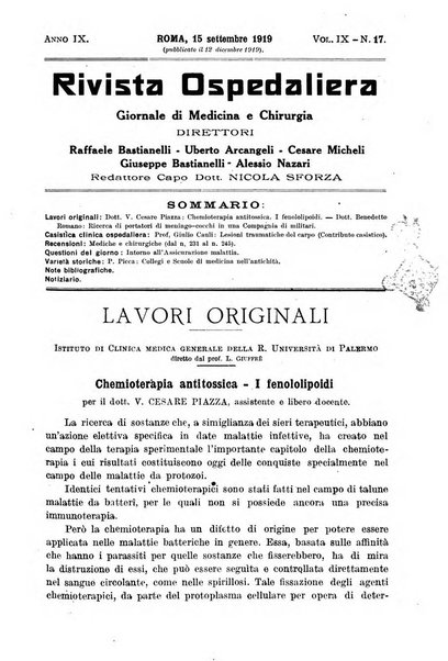 Rivista ospedaliera giornale di medicina e chirurgia