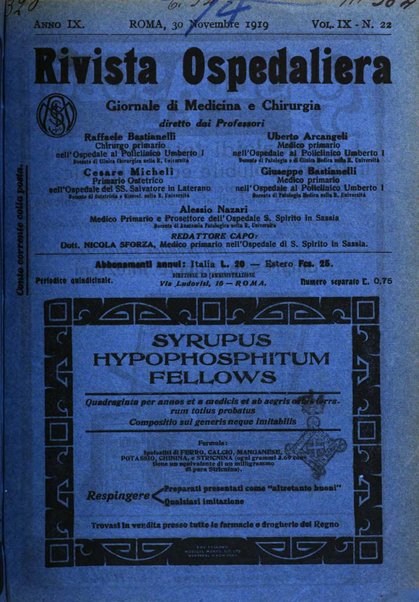 Rivista ospedaliera giornale di medicina e chirurgia