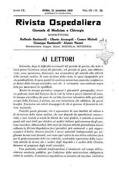 Rivista ospedaliera giornale di medicina e chirurgia