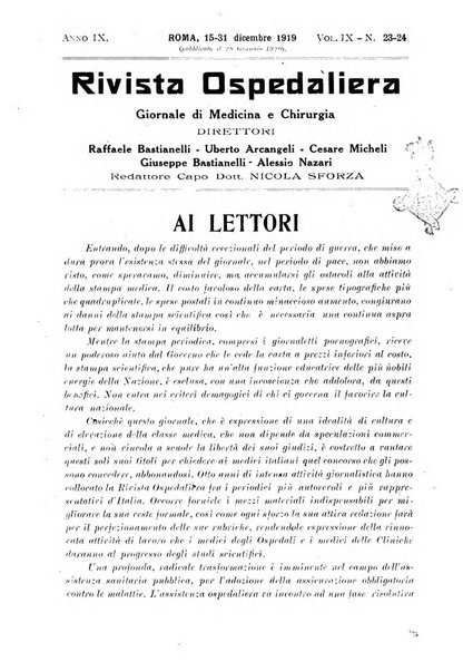 Rivista ospedaliera giornale di medicina e chirurgia