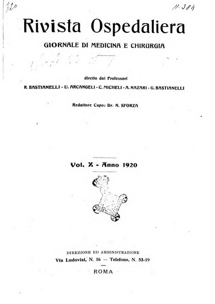 Rivista ospedaliera giornale di medicina e chirurgia