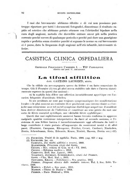 Rivista ospedaliera giornale di medicina e chirurgia