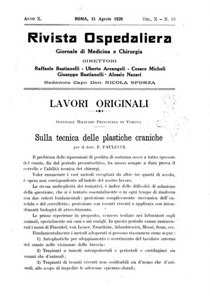 Rivista ospedaliera giornale di medicina e chirurgia