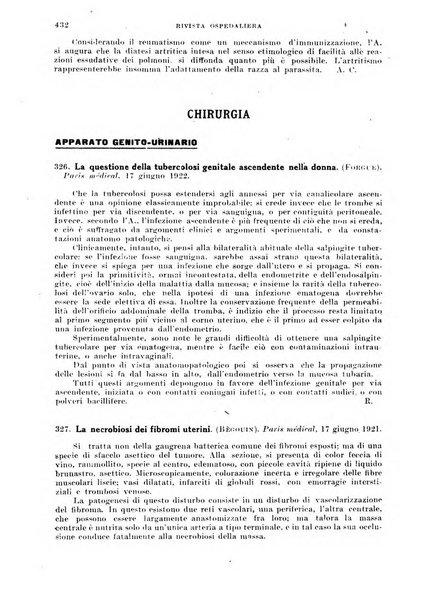 Rivista ospedaliera giornale di medicina e chirurgia