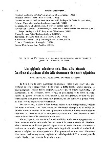 Rivista ospedaliera giornale di medicina e chirurgia