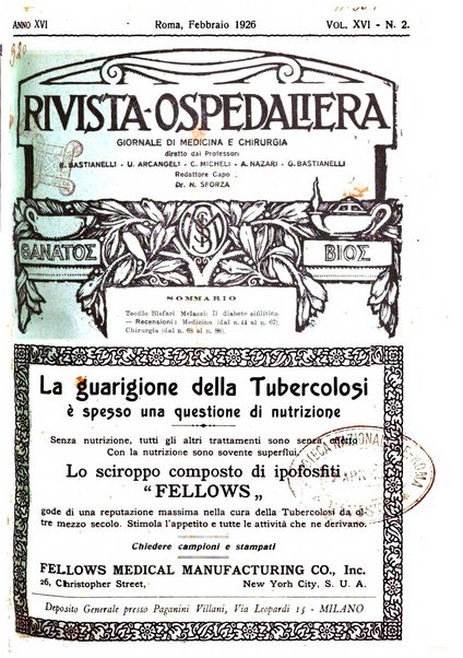 Rivista ospedaliera giornale di medicina e chirurgia