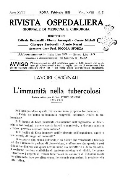 Rivista ospedaliera giornale di medicina e chirurgia