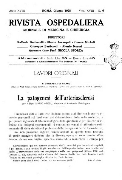 Rivista ospedaliera giornale di medicina e chirurgia