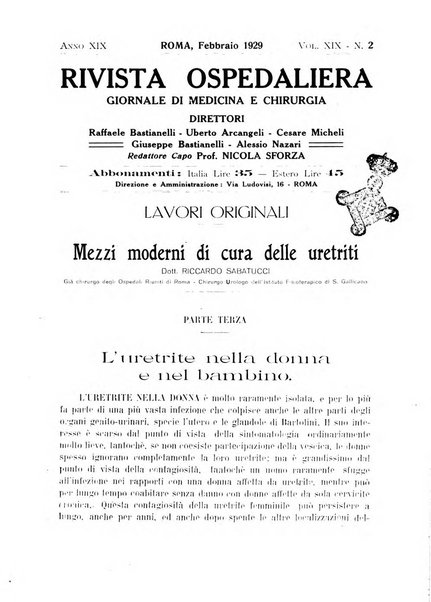 Rivista ospedaliera giornale di medicina e chirurgia