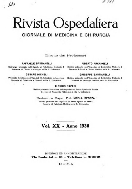 Rivista ospedaliera giornale di medicina e chirurgia