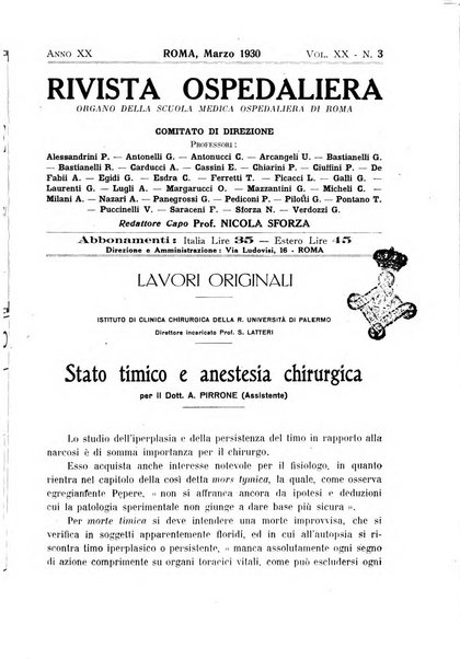 Rivista ospedaliera giornale di medicina e chirurgia