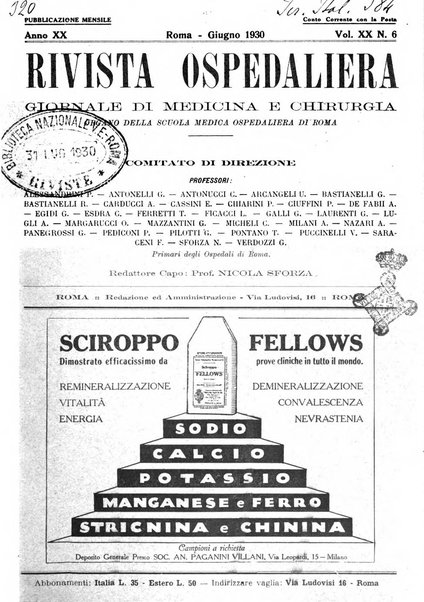 Rivista ospedaliera giornale di medicina e chirurgia