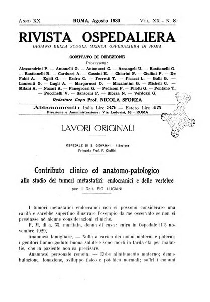 Rivista ospedaliera giornale di medicina e chirurgia