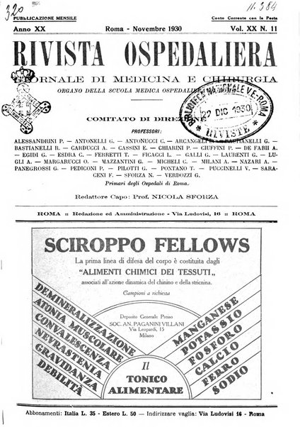 Rivista ospedaliera giornale di medicina e chirurgia