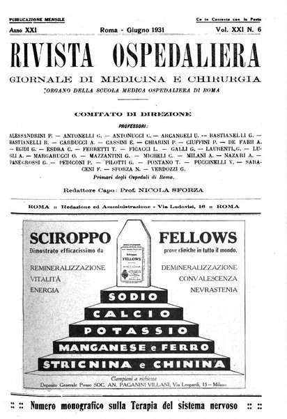 Rivista ospedaliera giornale di medicina e chirurgia