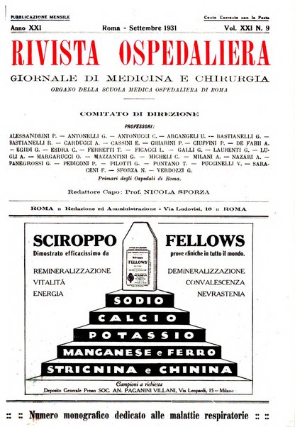 Rivista ospedaliera giornale di medicina e chirurgia