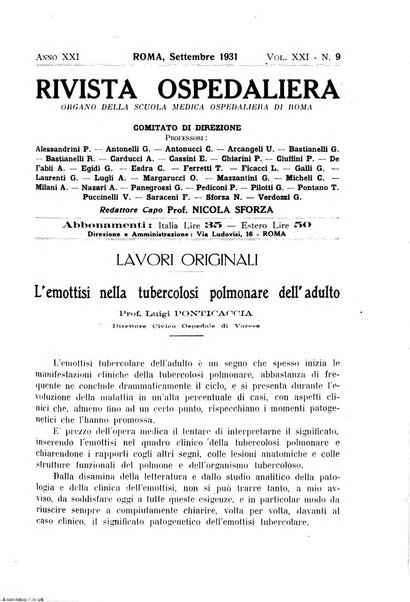 Rivista ospedaliera giornale di medicina e chirurgia