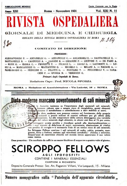 Rivista ospedaliera giornale di medicina e chirurgia