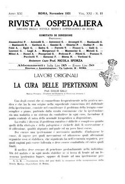 Rivista ospedaliera giornale di medicina e chirurgia