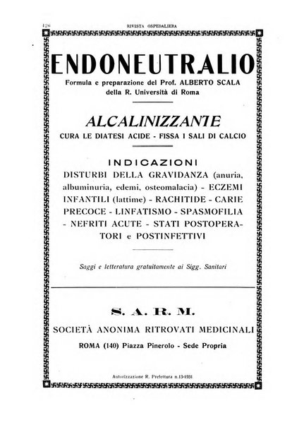 Rivista ospedaliera giornale di medicina e chirurgia