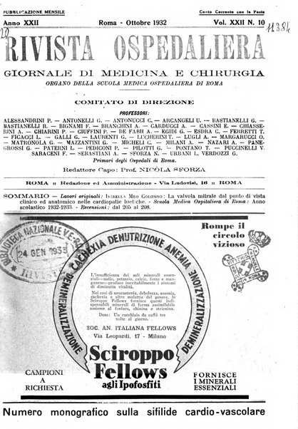 Rivista ospedaliera giornale di medicina e chirurgia