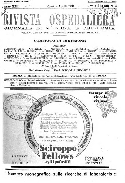 Rivista ospedaliera giornale di medicina e chirurgia