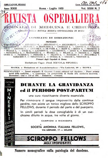 Rivista ospedaliera giornale di medicina e chirurgia