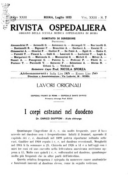 Rivista ospedaliera giornale di medicina e chirurgia