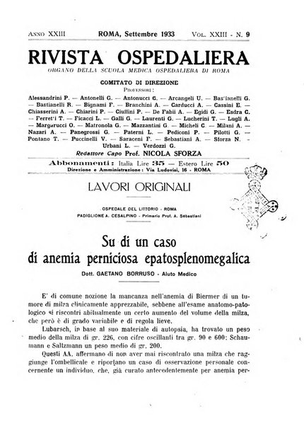 Rivista ospedaliera giornale di medicina e chirurgia