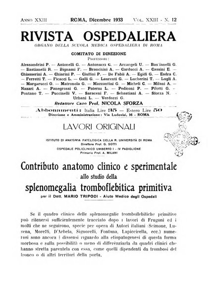 Rivista ospedaliera giornale di medicina e chirurgia