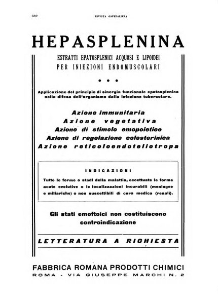 Rivista ospedaliera giornale di medicina e chirurgia