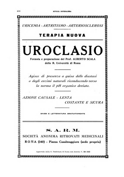 Rivista ospedaliera giornale di medicina e chirurgia