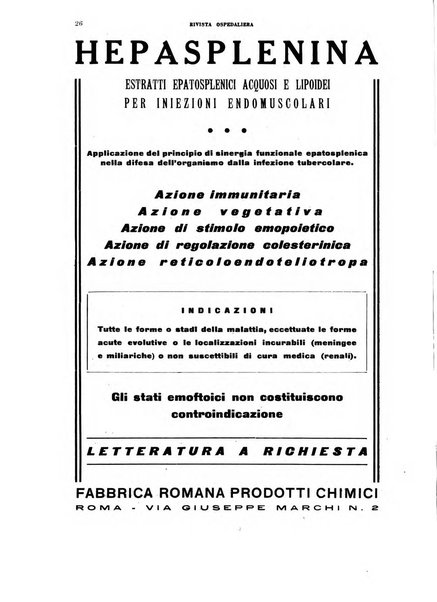 Rivista ospedaliera giornale di medicina e chirurgia