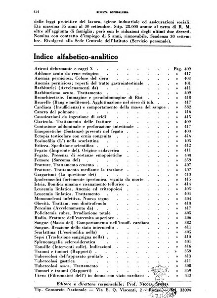 Rivista ospedaliera giornale di medicina e chirurgia