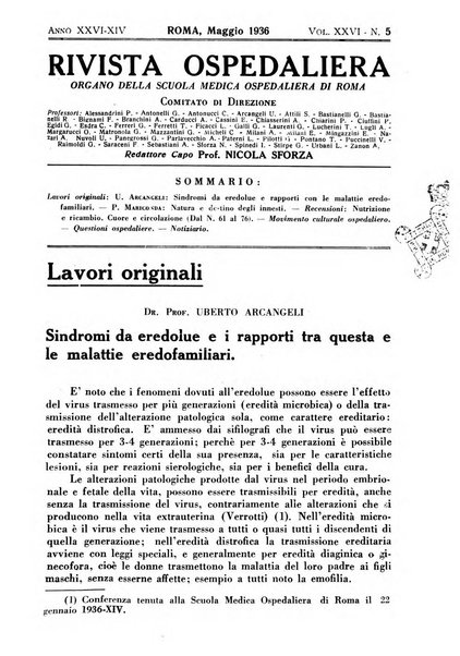 Rivista ospedaliera giornale di medicina e chirurgia