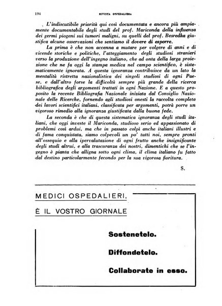 Rivista ospedaliera giornale di medicina e chirurgia