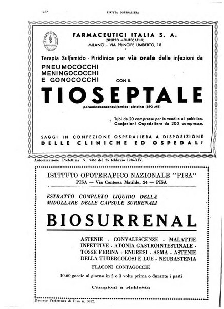 Rivista ospedaliera giornale di medicina e chirurgia