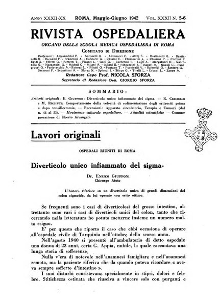 Rivista ospedaliera giornale di medicina e chirurgia