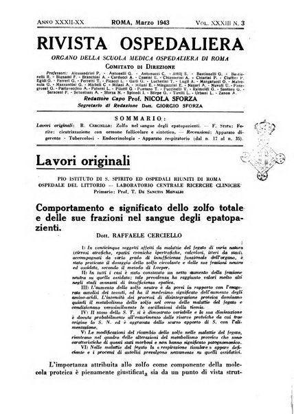 Rivista ospedaliera giornale di medicina e chirurgia