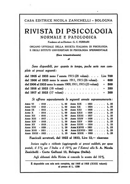 Rivista di psicologia normale e patologica Organo della Societa Italiana di Psicologia