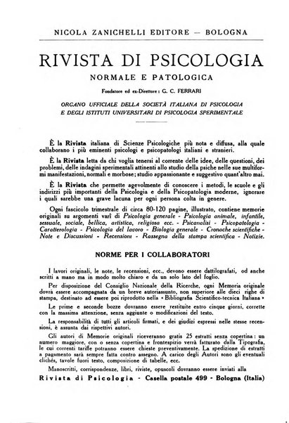 Rivista di psicologia normale e patologica Organo della Societa Italiana di Psicologia