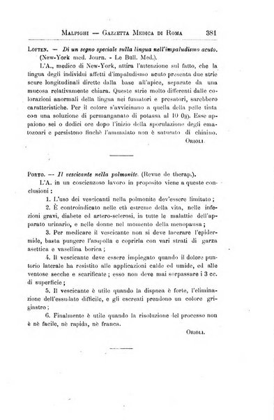 Gazzetta medica Malpighi