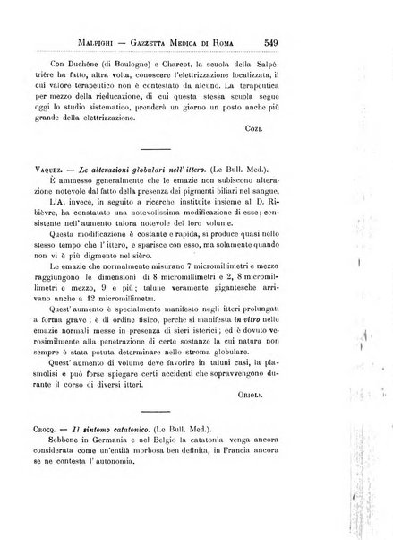 Gazzetta medica Malpighi