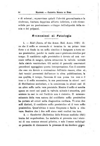 Gazzetta medica Malpighi