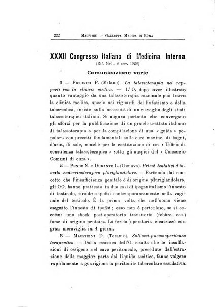 Gazzetta medica Malpighi